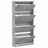Shoe Cabinet with 4 Flip-Drawers Concrete Grey 80x21x163.5 cm 3214367