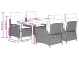 5 Piece Garden Dining Set with Cushions Grey Poly Rattan 3213307