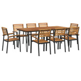 9 Piece Garden Dining Set Solid Wood Acacia and Metal 3155421