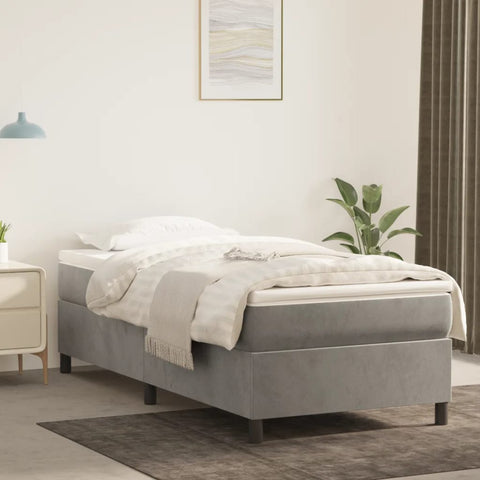 ZNTS Bed Frame without Mattress Light Grey Single Velvet 3121220