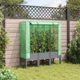 ZNTS Raised Bed with Greenhouse Cover Rattan Look 120x40x140 cm 4015862