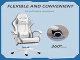 Computer Gaming Chair, PU Leather Desk Chair with Footrest, Swivel Task Chair with 135&deg Reclining T3398P343011