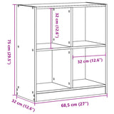 Bookcase Black 68.5x32x75 cm Engineered Wood 852808