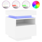 ZNTS Bedside Cabinet with LED Lights White 40x39x48.5 cm 836784