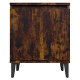 Bed Cabinets with Metal Legs Smoked Oak 40x30x50 cm 813117