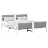 Bed Frame with Headboard Light Grey 200 x 200 cm Fabric 3394247