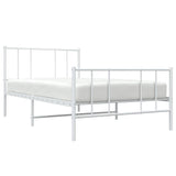 Metal Bed Frame without Mattress with Footboard White 75x190cm 352537