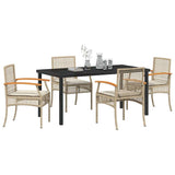 Garden Dining Set with Cushion 5 pcs Beige and Black Rattan 3380830