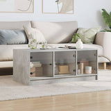 Coffee Table with Glass Doors Concrete Grey 102x50x42 cm 836416