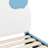 Children's Bed Frame with Headboard Blue 80 x 160 cm PU 42011017