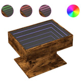 Coffee Table with LED Smoked Oak 70x50x45 cm Engineered Wood 847536
