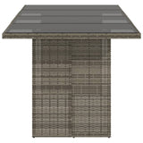 Garden Table Grey PE rattan, powder-coated steel, tempered glass 365604