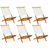 Folding Garden Chairs 6 pcs Cream White Fabric and Solid Wood 3214638