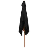 ZNTS Garden Parasol with Wooden Pole Black 200x300 cm 313760