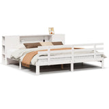 Bookcase Bed without Mattress White 180x200 cm Super King Solid Wood Pine 3322717