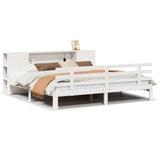 ZNTS Bookcase Bed without Mattress White 180x200 cm Super King Solid Wood Pine 3322717