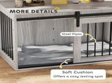 98cm Dog Crate Furniture with Removable Cushion for Large Dogs - Grey T3398P376382
