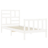 Bed Frame without Mattress White Small Single Solid Wood Pine 3193037