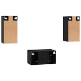 TV Cabinet Set Wall-mounted 3 pcs Black Oak Engineered Wood 3393169