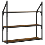 3-Tier Wall Shelf Smoked Oak 80x21x78.5 cm Engineered Wood 835456