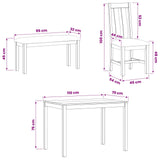Dining Set 4 pcs Black Solid Oak Wood 3430301