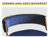 2pcs Blue Corduroy Swivel Bar Stools with Gold Plated Trumpet Base and Height Adjustable Gas Lift 52678700