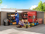 11.3 x 9.2ft Lean to Metal Garden Shed, Outdoor Galvanised Tool Storage House with Double Sliding T3398P320203