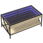 ZNTS Coffee Table with Infinity LED Sonoma Oak 90x50x38 cm 847708