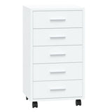 Drawer Cabinet with Castors High Gloss White Engineered Wood 342673