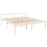 Senior Bed without Mattress White 200x200cm Solid Wood Pine 810635