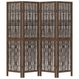 Room Divider 4 Panels Dark Brown Solid Wood Paulownia 358657