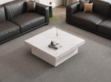 Modern square coffee table with marble look, Centre Tea Table with 4 Sliding Drawers, Coffee End N605P375112W
