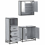 ZNTS 3 Piece Bathroom Furniture Set Grey Sonoma Engineered Wood 3301038