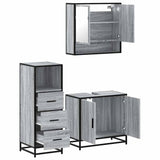 ZNTS 3 Piece Bathroom Furniture Set Grey Sonoma Engineered Wood 3301038