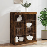 Sideboard with LED Lights Smoked Oak 81x37x100 cm 836718