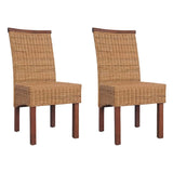 Dining Chairs 2 pcs Brown Natural Rattan 243235