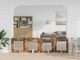 Dog Gate with Stands 4 pcs Smoked Oak 60 x 80 cm 892099
