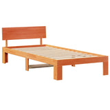 Bed Frame with Headboard Wax Brown 90 x 200 cm Solid Pine Wood 872670