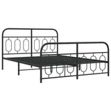 Metal Bed Frame without Mattress with Footboard Black 140x200cm 377136