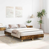 Bed Frame No Mattress Smoked Oak 135x190 cm Double Engineered Wood 861070