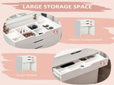Dressing Table with Flip-up Mirror and Storage Stool, Vanity Table with Drawer and Hidden T3398P378733