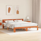 Bed Frame with Headboard Wax Brown 180 x 200 cm Solid Pine Wood 872643
