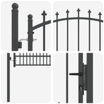 Fence Gate with Spikes Grey 200 x 100 cm Powder-coated steel 42009021
