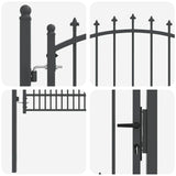 Fence Gate with Spikes Grey 200 x 100 cm Powder-coated steel 42009021