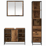 Bathroom Furniture Set with Door 3 pcs Old Wood Engineered Wood 3402420