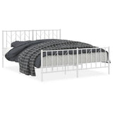 Metal Bed Frame without Mattress with Footboard White 160x200cm 374507