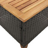 Garden Table Black 45x45x37 cm Poly Rattan Acacia Wood 366325