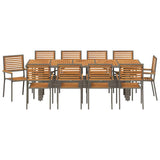 Garden Dining Set 11 pcs Grey and Brown Poly Rattan 3365449
