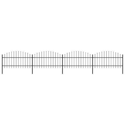Garden Fence with Spear Top Steel 714.5x125 cm Black 277724