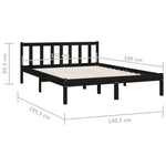 Bed Frame without Mattress Black Solid Wood Double 810061